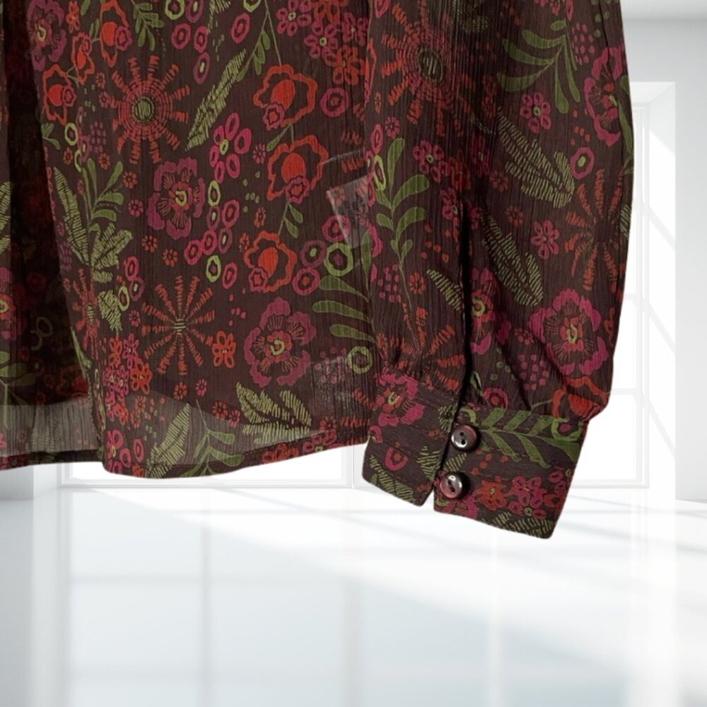 2 for $20 Apt. 9 Velvet Stripe Floral Sheer Blouse Top Medium Boho Academia - Picture 6 of 14